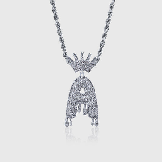CROWNED LETTER PENDANT [WHITE GOLD]